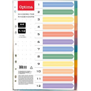 Pregradni kartoni Optima A4 PP 12 barvni