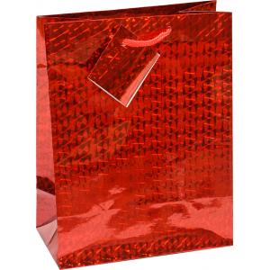 Darilna vrečka hologram M rdeča