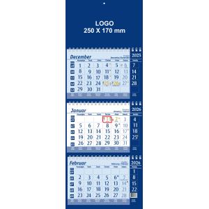 Koledar Tridelni Špiralni modra 2026