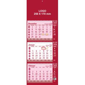 Koledar Tridelni Špiralni rdeča 2026